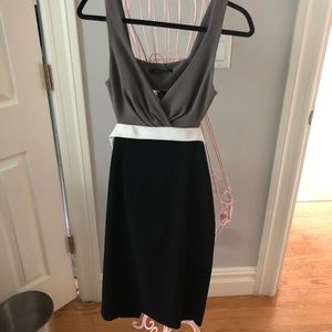 Grey Black and White dress with open back